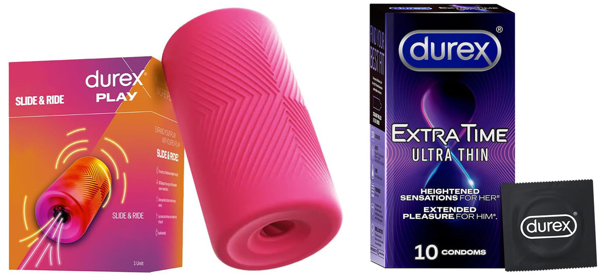 Durex Slide & Ride with Durex Extra Time Ultra Thin Condom 10 Count