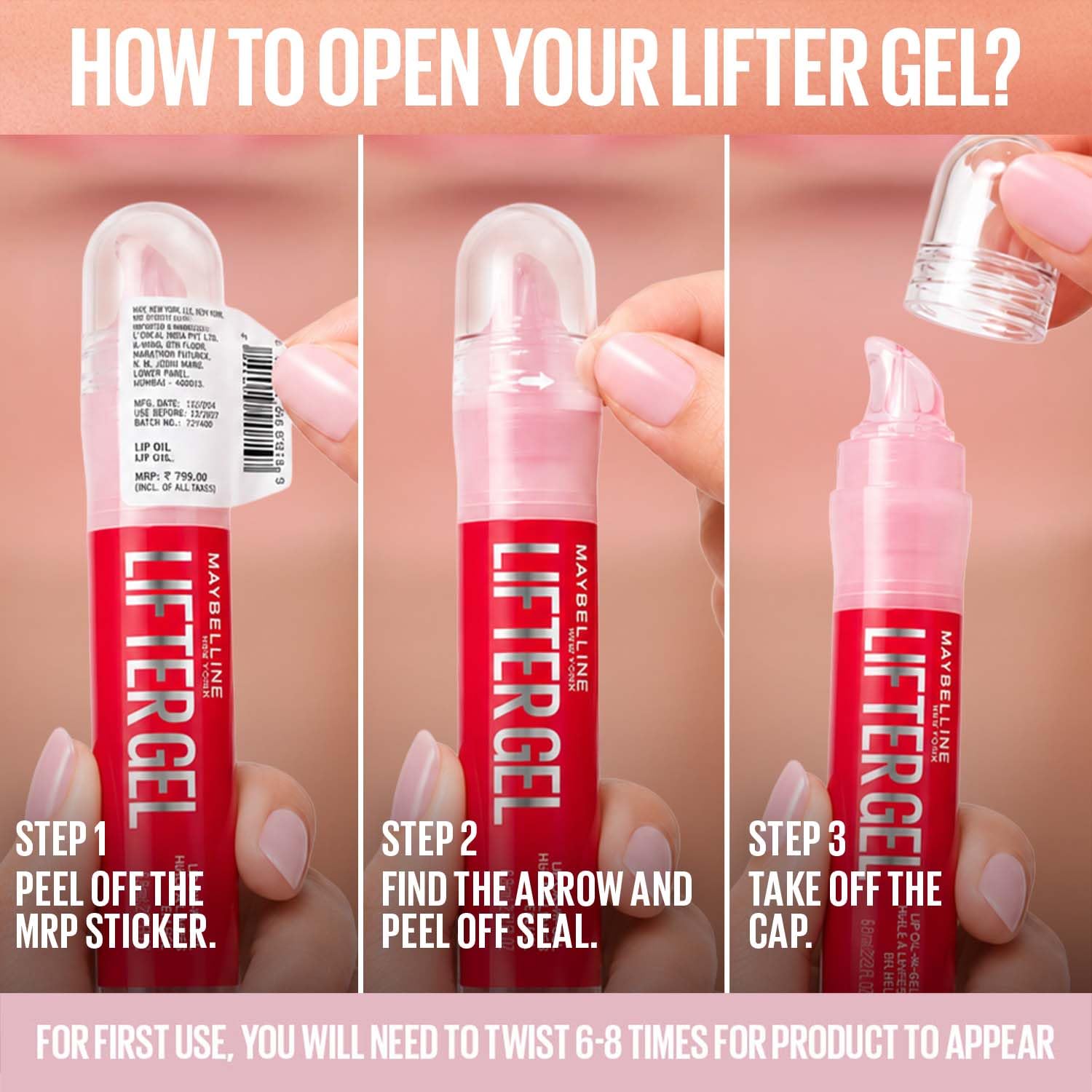 Maybelline New York Lifter Gel Lip Oil In Gel, Strawberry Shake, 6.6ml