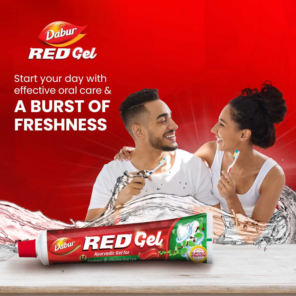 Dabur Red Gel Ayurvedic Toothpaste - 600g (150g x 4) | Reduction in Bad Breath, Plaque & Gingivitis | Freshness with Protection | For Healthy Gums & Effective D