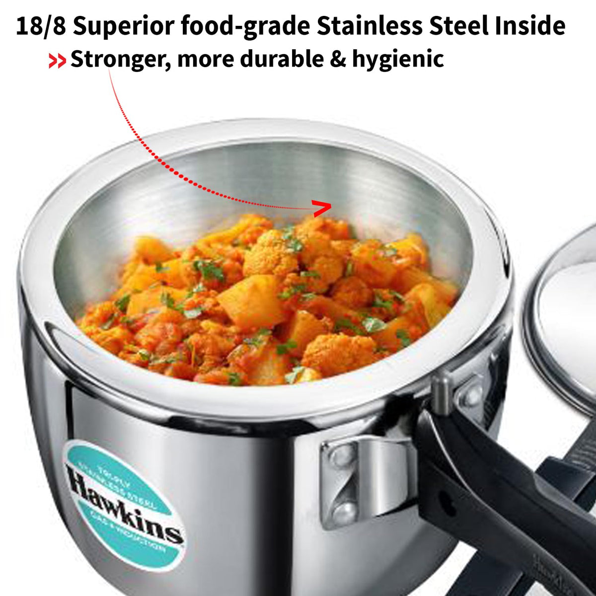 Hawkins 1.5 Litre Triply Stainless Steel Pressure Cooker, Inner Lid Induction Baby Cooker, Silver (HSST15) 1.5 Litres