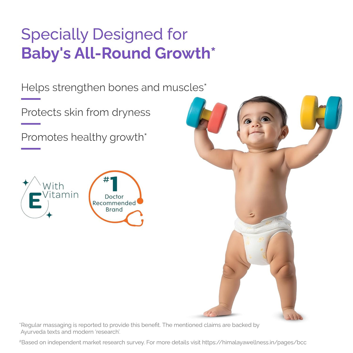 Himalaya Baby Massage Oil 500ml | All-round growth | Strong Bones & Muscles 500ml Massage Olive Oil