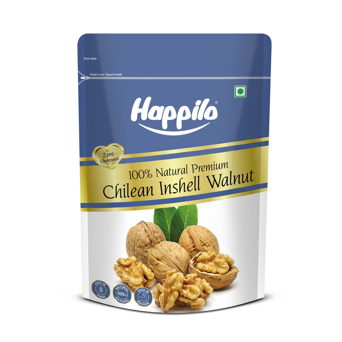 Happilo Premium Inshell Dried Walnut 500g | Akhrot Giri | Dry Fruits, Healthy Snacks | Large Size | Walnut with Shell | Rich in Protein, Antioxidants & Source o