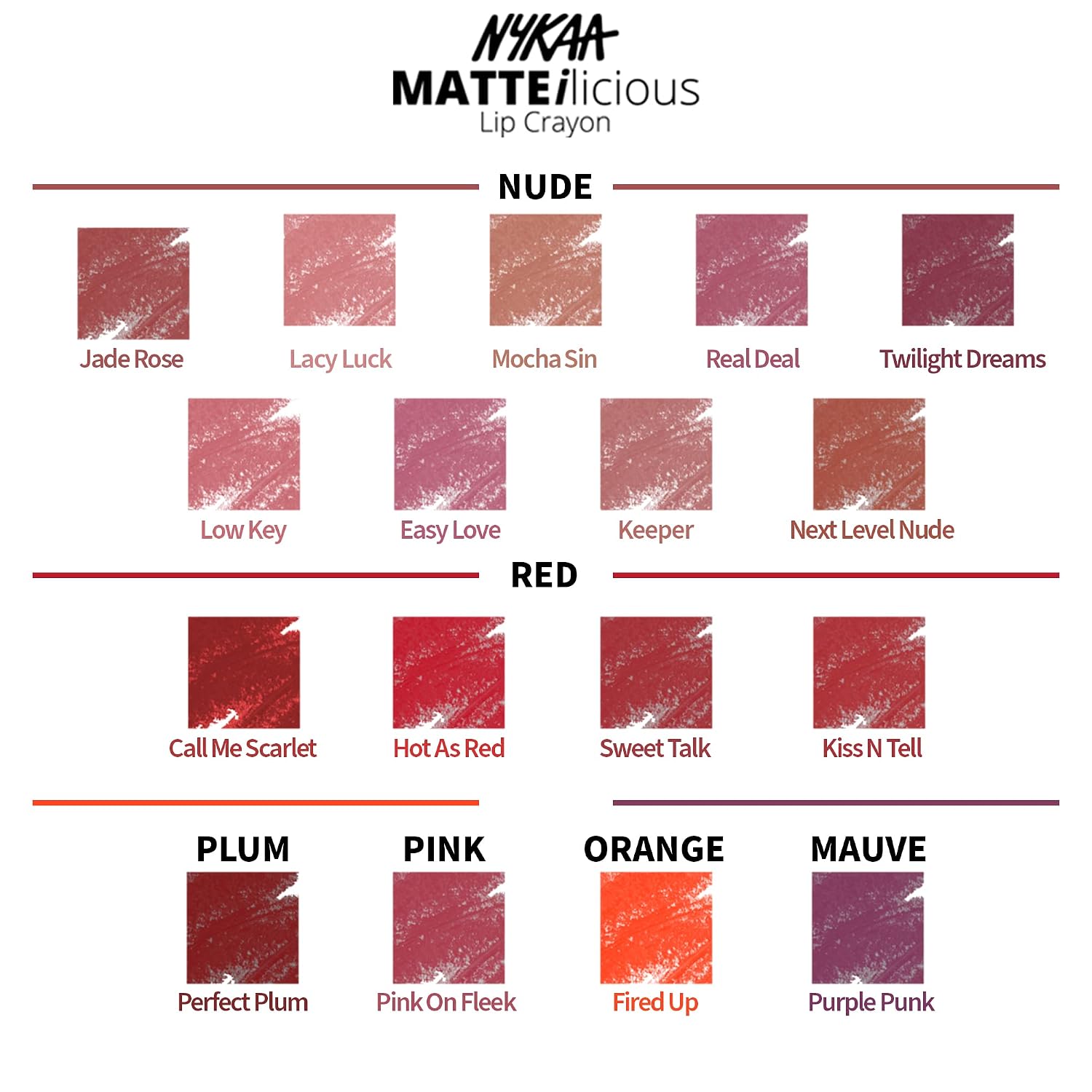 Nykaa Matte-ilicious Lip Crayon, Matte Finish, 2.8gm, with Prove Your Point Cosmetic Sharpener - Kiss N Tell (Shade No 06)