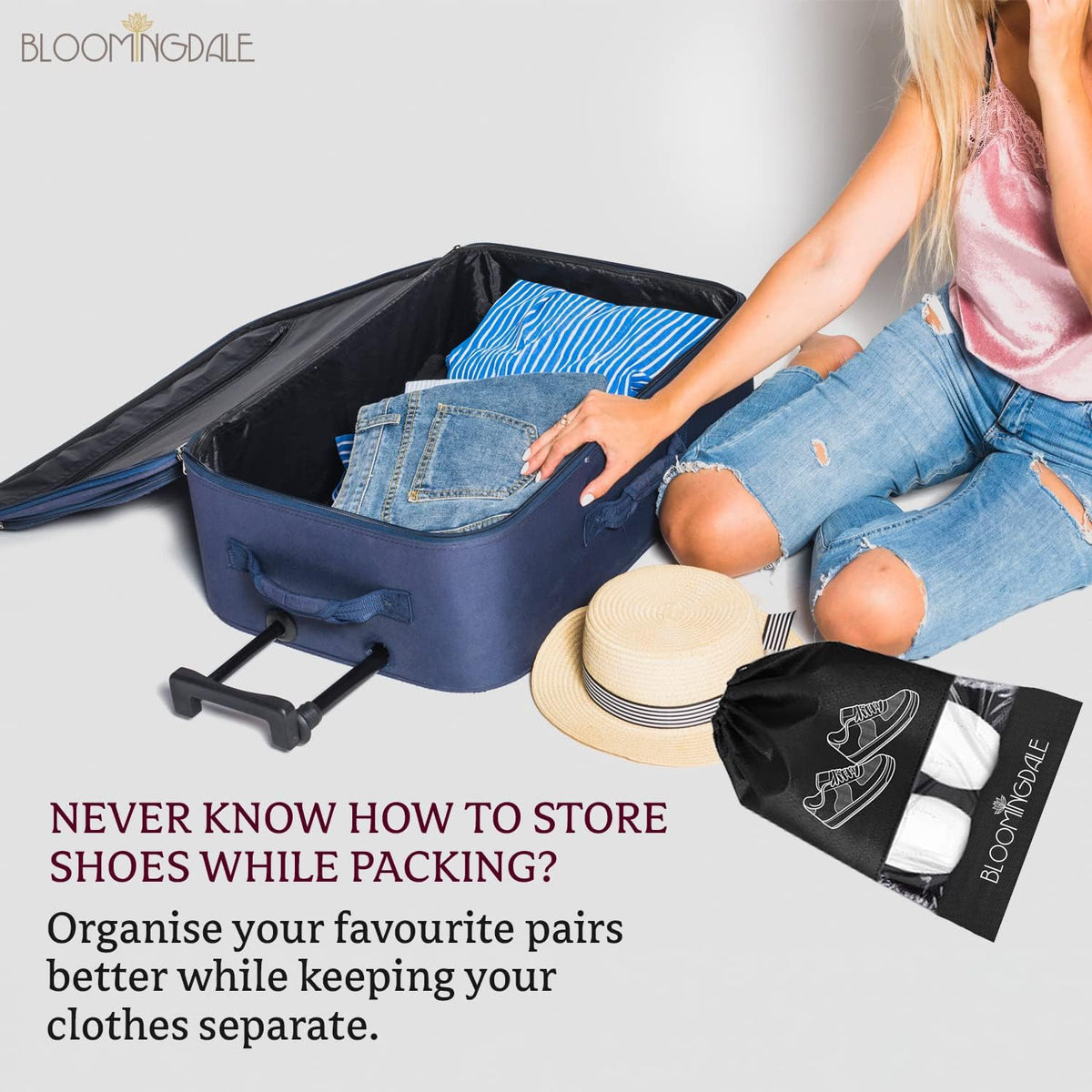 Bloomingdale Shoe Bag for Travel & Storage Travel Shoe Bag Organizer for Women & Men Portable Footwear Cover Pouches, Luggage Accessories & Travelling Essential