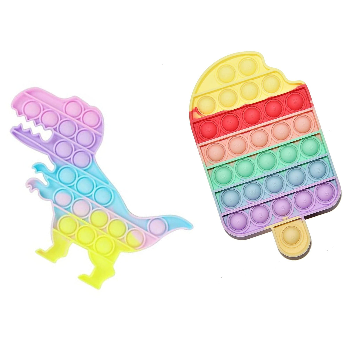 Kalakriti Push Pop it Fidget Toy Combo Return Gift Multicolor| Under Stress Relief Toys for Kids | Anti-Anxiety Sensory Bubble Toys Set for Autism| Rainbow Icec