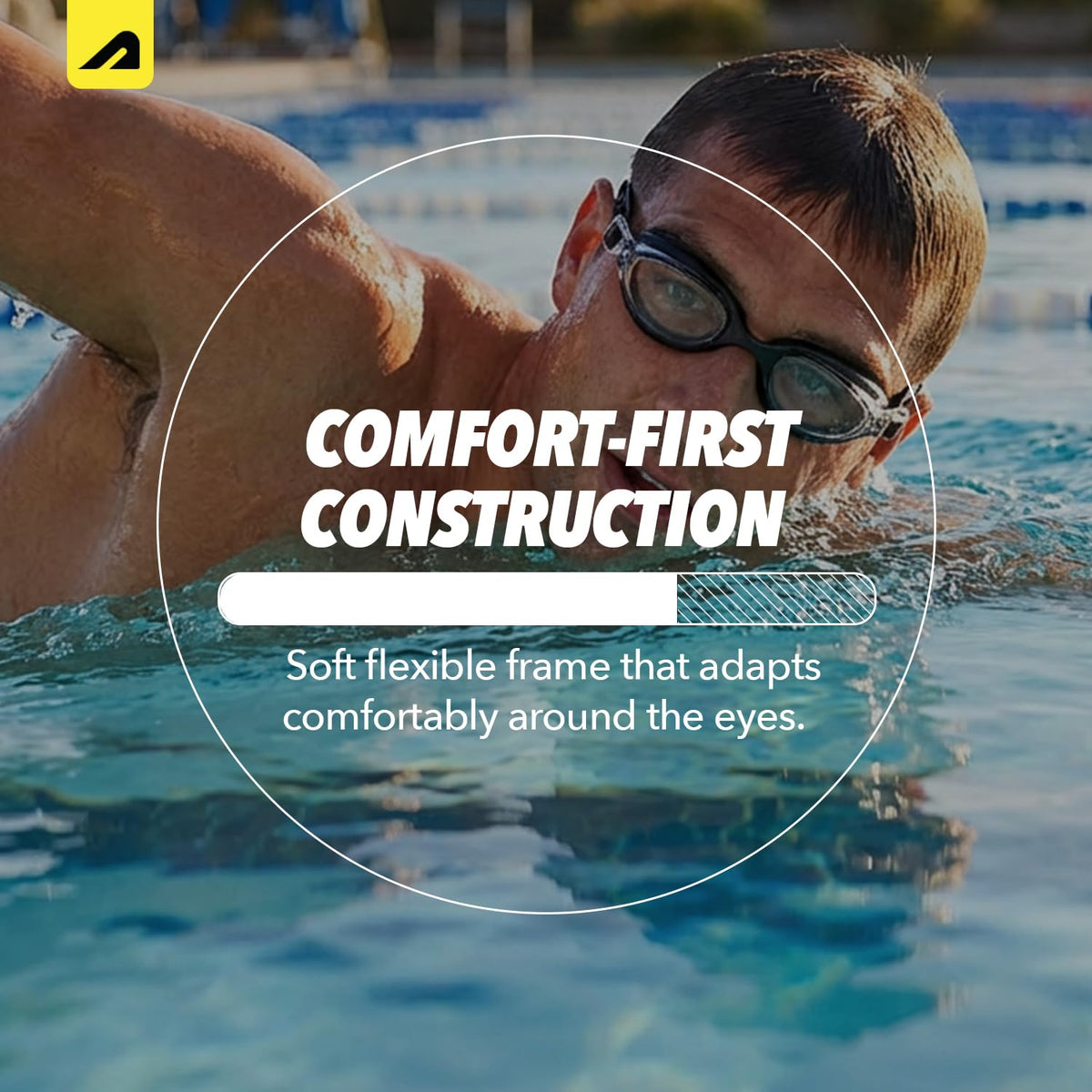 Boldfit Swimming Goggles for Men & Women with Adjustable Strap, Air Tight, for Adults - Classic Black
