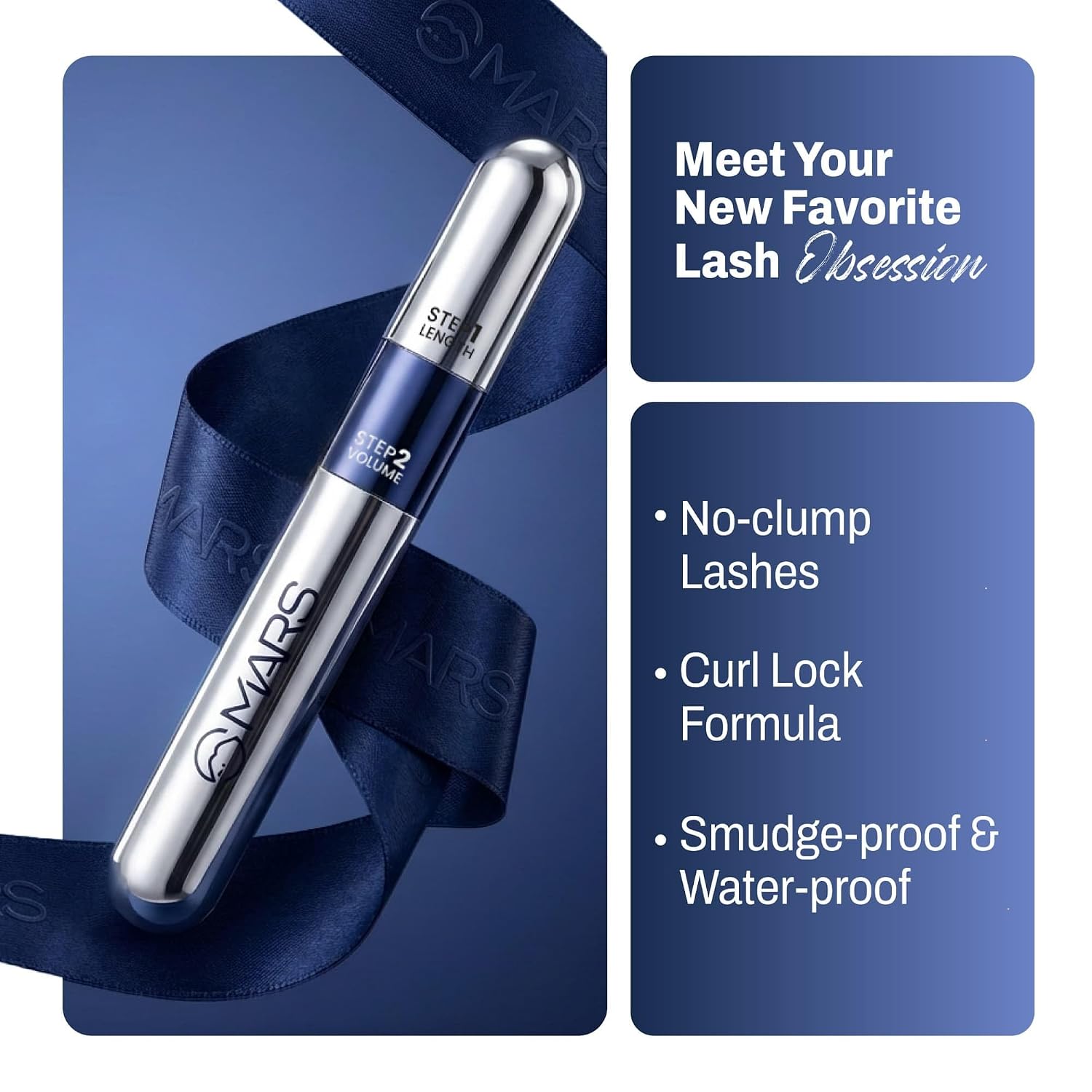 MARS Double Trouble 2-in-1 Mascara (15 ml) | Maximum Volume & Extended Length | Upto 18 Hours | Intense Jet Black | Long Lasting, Clump Free Mascara | Waterproof and Smudge-Proof