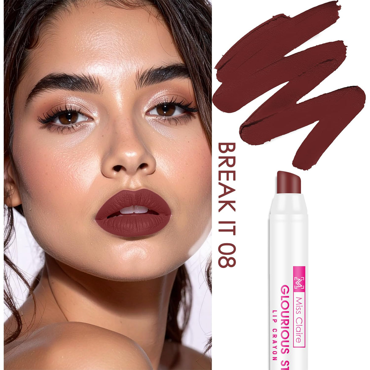 MISS CLAIRE GLOURIOUS STAY LIP CRAYON - 08 BREAK IT