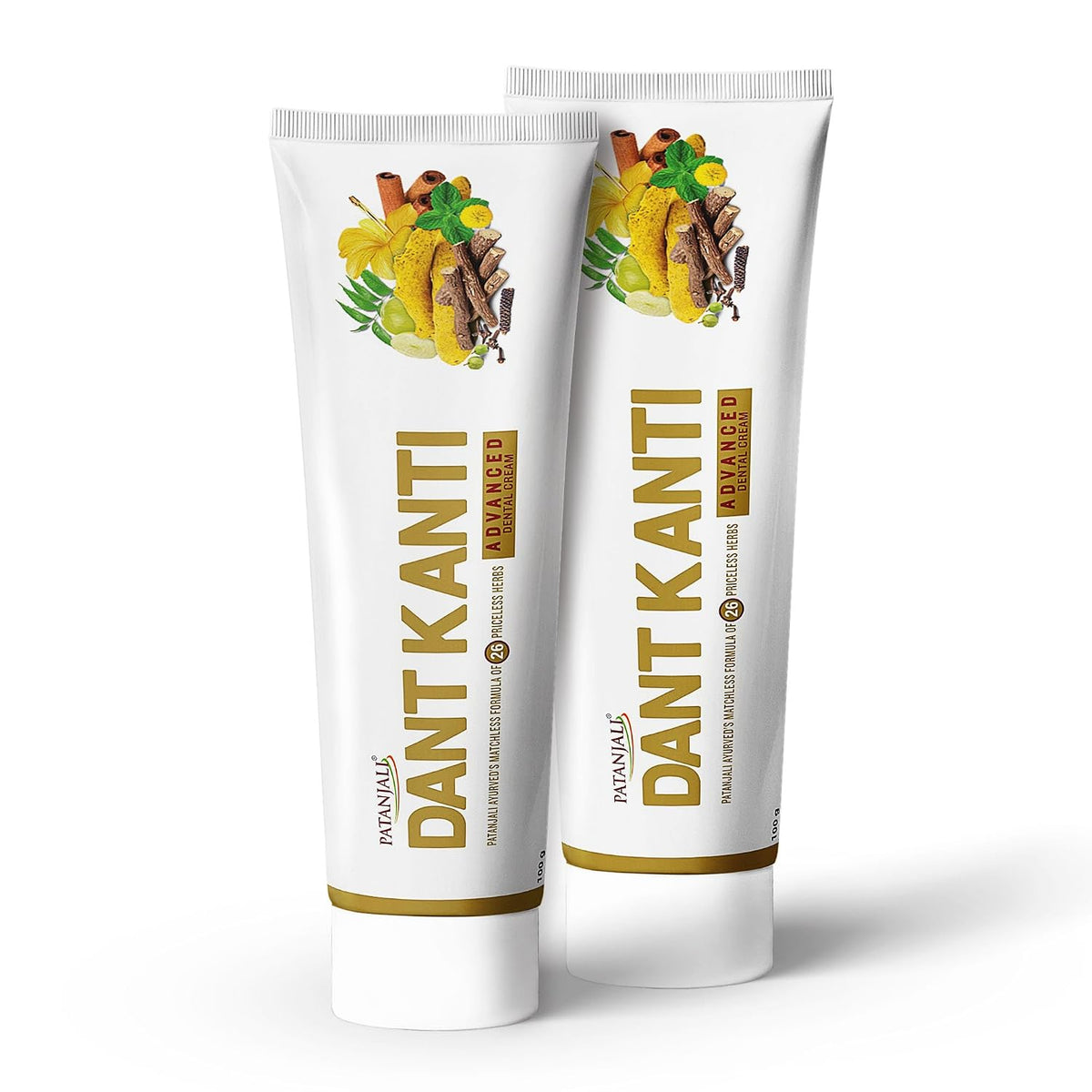 Patanjali Dant Kanti Advance Toothpaste Value Pack 200g (100g x 2), Herbal Ayurvedic Toothpaste for Strong Healthy Teeth & Gums, Natural Oral Care, Cavity Prote
