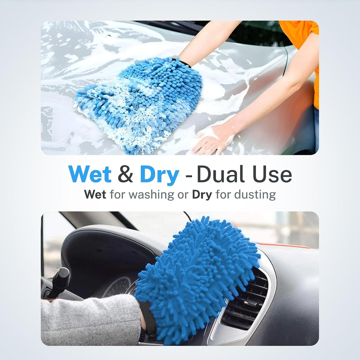 S.M. Arnold 2-Pack Ultra-Soft Microfiber Chenille Wash Mitts, High Absorbency, Ideal for Car Detailing & Home Cleaning, Scratch-Free, Durable, Reusable - Perfec
