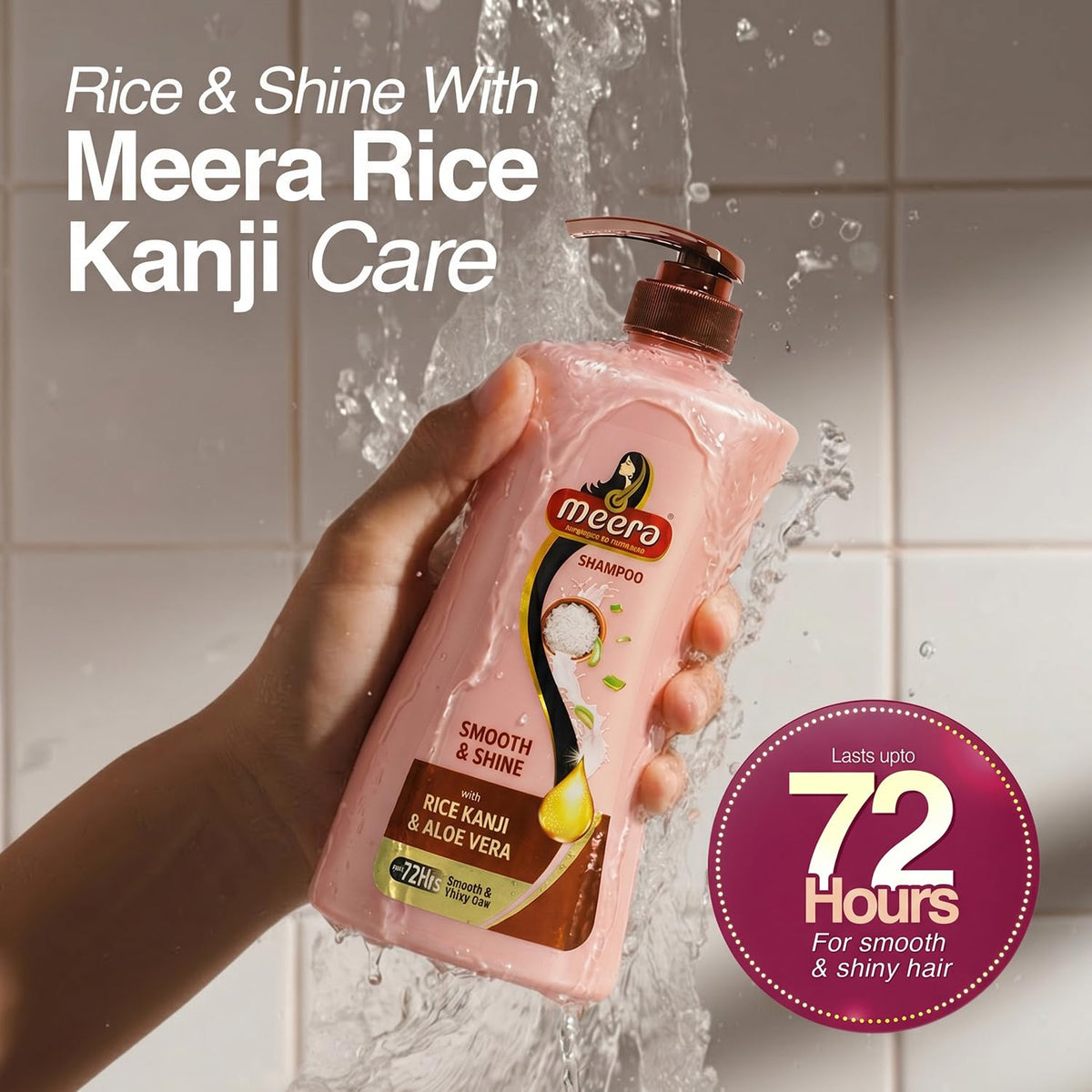 Meera Smooth & Shine Shampoo|Rice Kanji & Aloe Vera| 650ml 650 ml (Pack of 1)