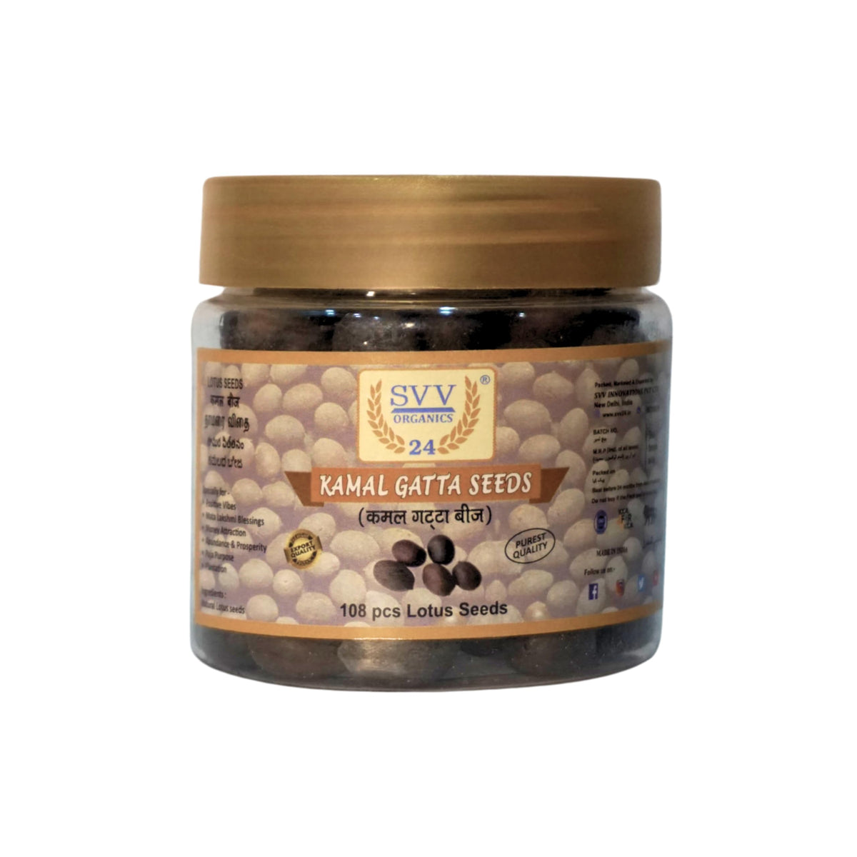 SVV Organics 24 Kamal Gatta Seeds – 108pcs Lotus Seeds for Spiritual Rituals, Pooja Thali, Meditation, Religious Ceremonies, Feng Shui, Abundance, Prosperity, H