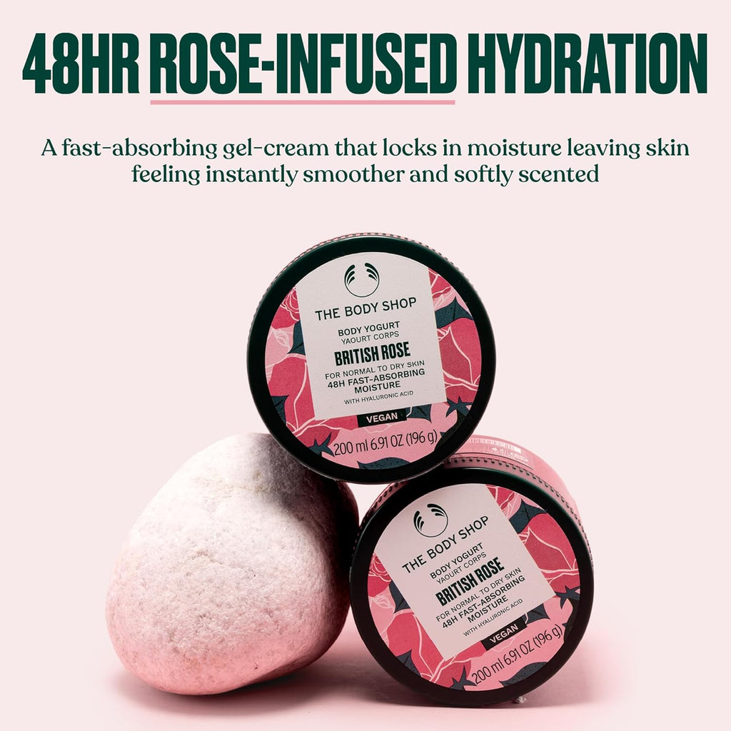 The Body Shop British Rose Body Yogurt, 48hr Moisturizer, 100% Vegan, 6.91 Fl.Oz