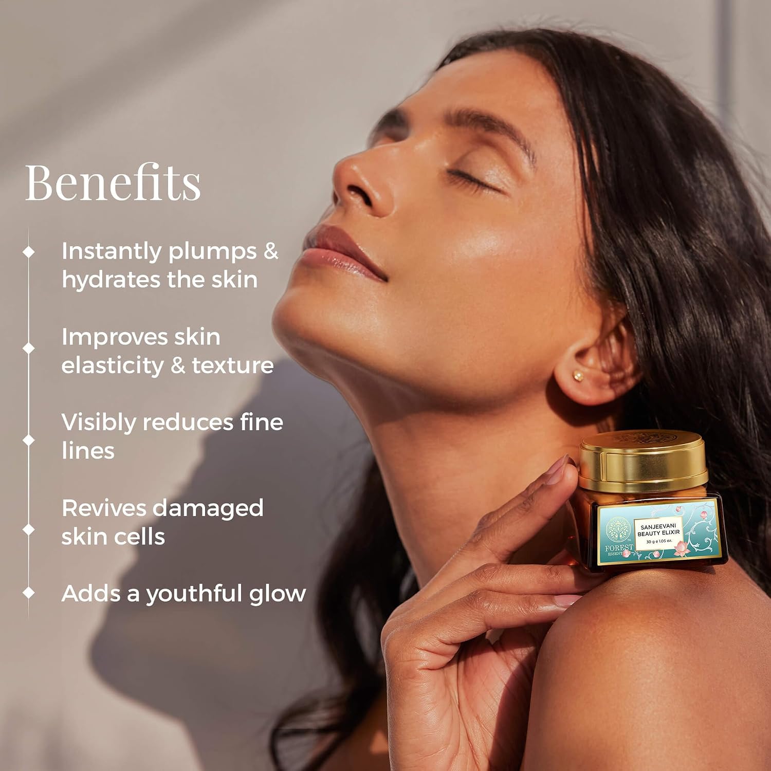 Forest Essentials Sanjeevani Beauty Elixir | Ayurvedic Rejuvenating Day Cream with Sanjeevani Influsion & Hyaluronic Acid | Lightweight Pre-Moisturiser for Radiant, Hydrated Skin