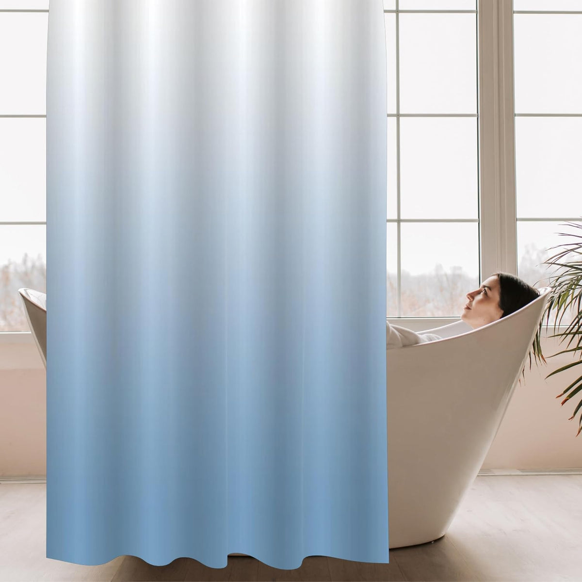 HOMETHREADS Embrace Luxury With Our 6.5 Feet Long Premium Polyester Shower Opaque Curtain With 12 Hooks For A Lavish Bathroom Ambiance | Stylish, Splendid, And