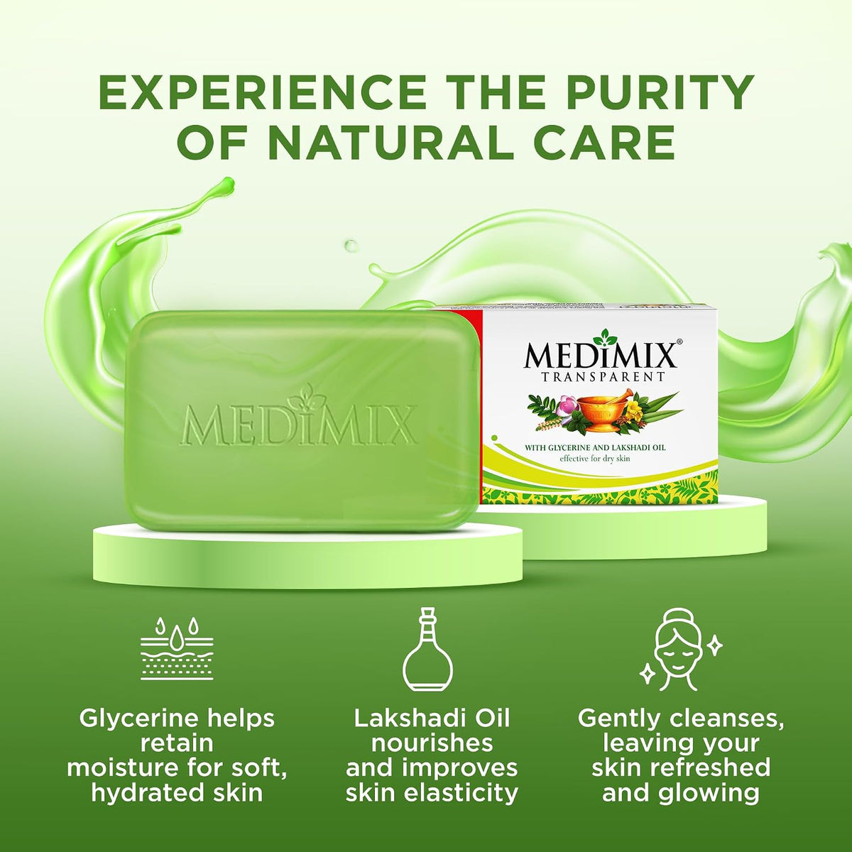 Medimix Transparent Ayurvedic Traditionally Made Bathing Bar Soap 125g (Pack of 4) | Infused with Glycerine and Lakshadi Oil | Effective for Dry Skin 125 g (Pac