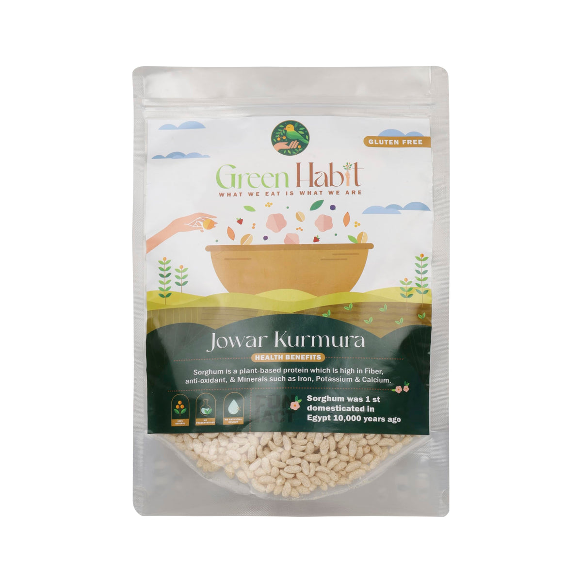 Greenhabit Jowar KURMURA MURMURA aka Jowar Puff for Healthy Breakfast Snack Food (200 gm pack of 1) 200 g (Pack of 1)