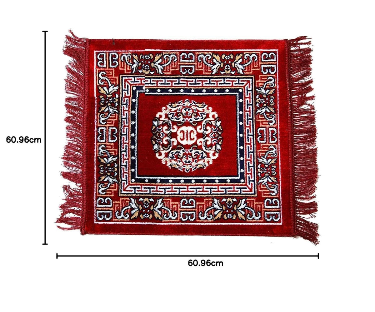 RAGHAV Traditional Design Velvet Meditation Prayer Pooja Asan for Puja Meditation Sitting, Maroon Color, Set of 4