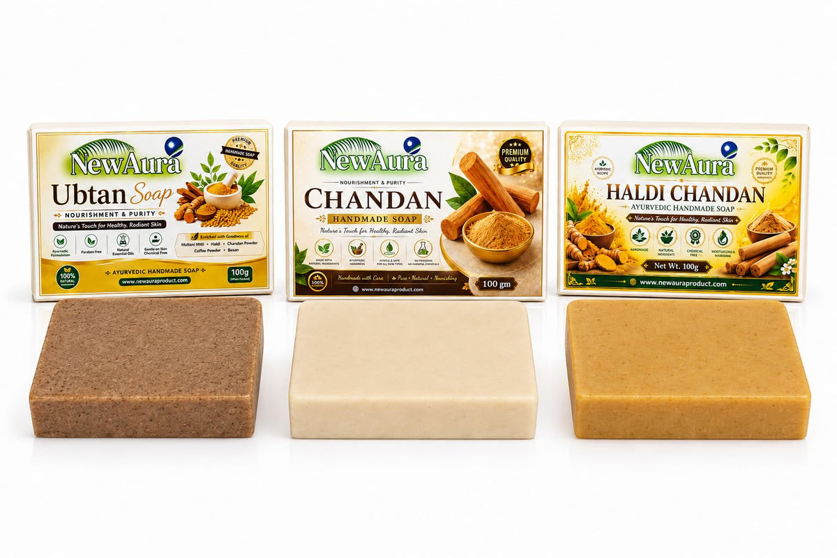 Ghar Magic Soap with NewAura Ubtan, Chandan & Haldi Chandan Ayurvedic Soap Set