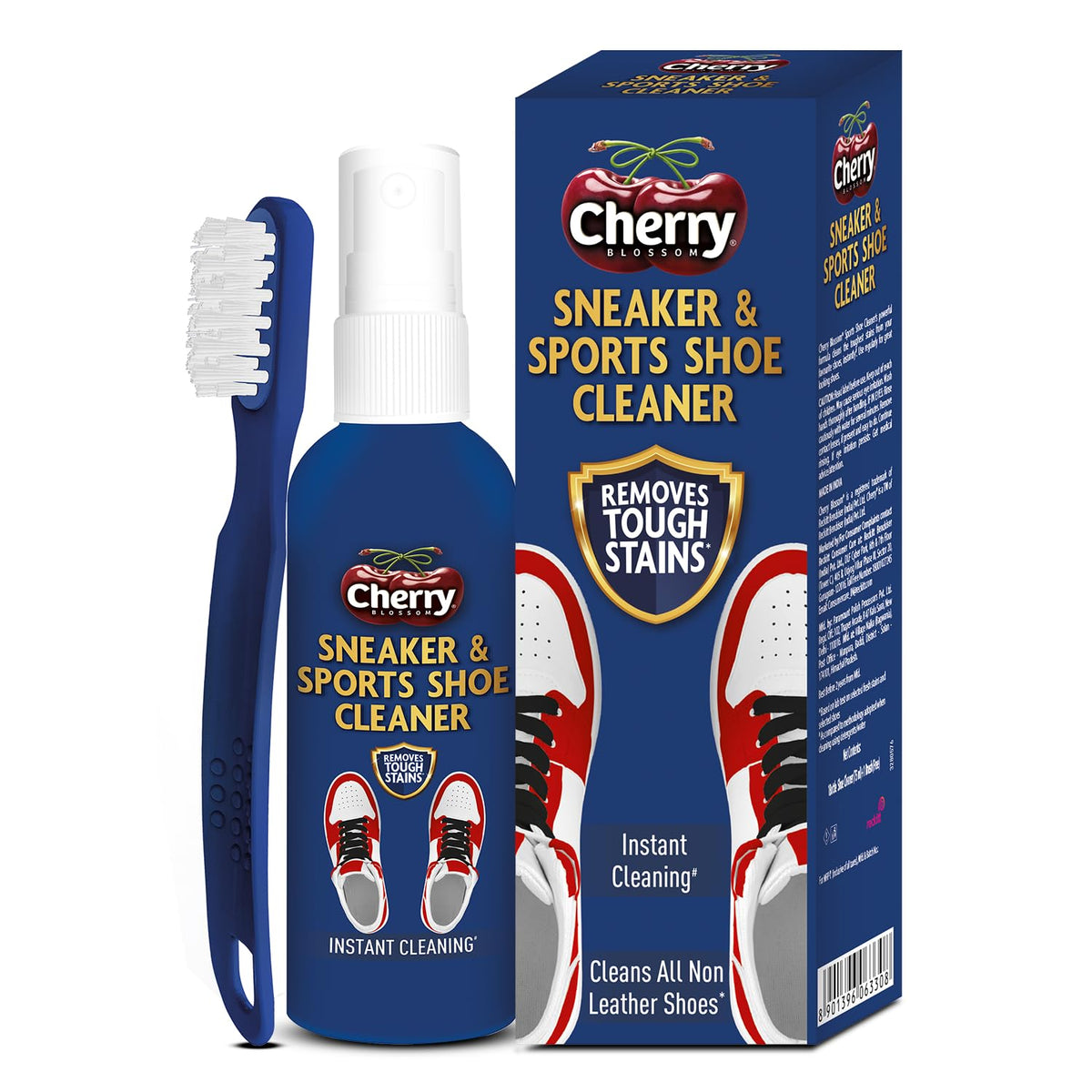 Cherry Blossom Sports Shoe Cleaner For Cleaning Shoes With Free Brush - 75Ml | Cleans All Non-Leather Shoes In Minutes, White