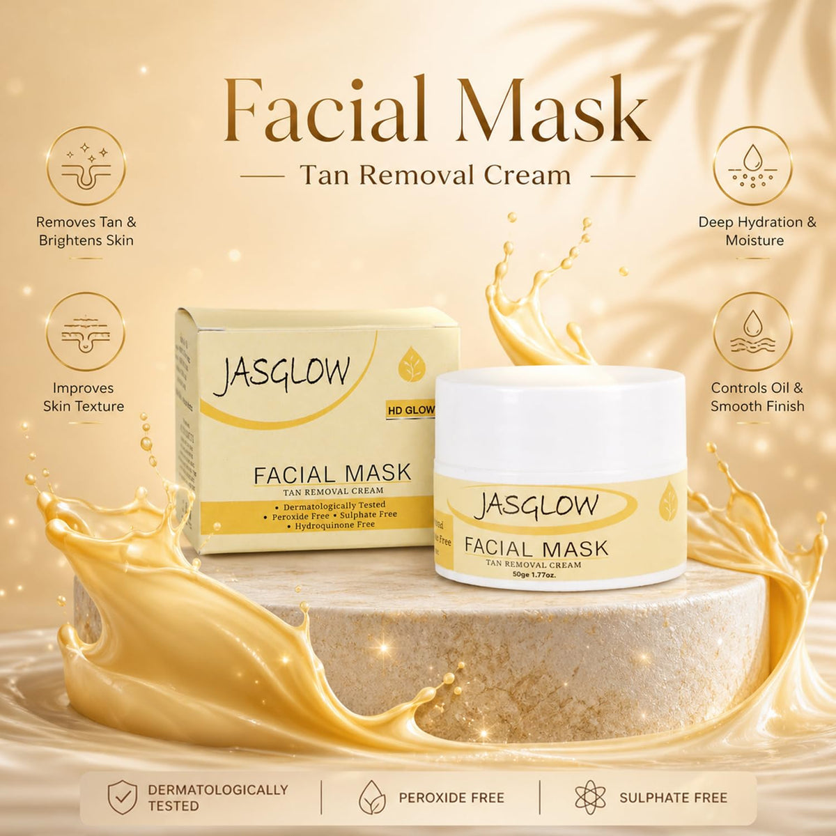 Tan Removal Face Mask for Glowing Skin | Clay Face Pack with Kaolin, Kojic Acid, Arbutin & Licorice Root | De Tan, Brightening & Pigmentation Care | Hydrating F