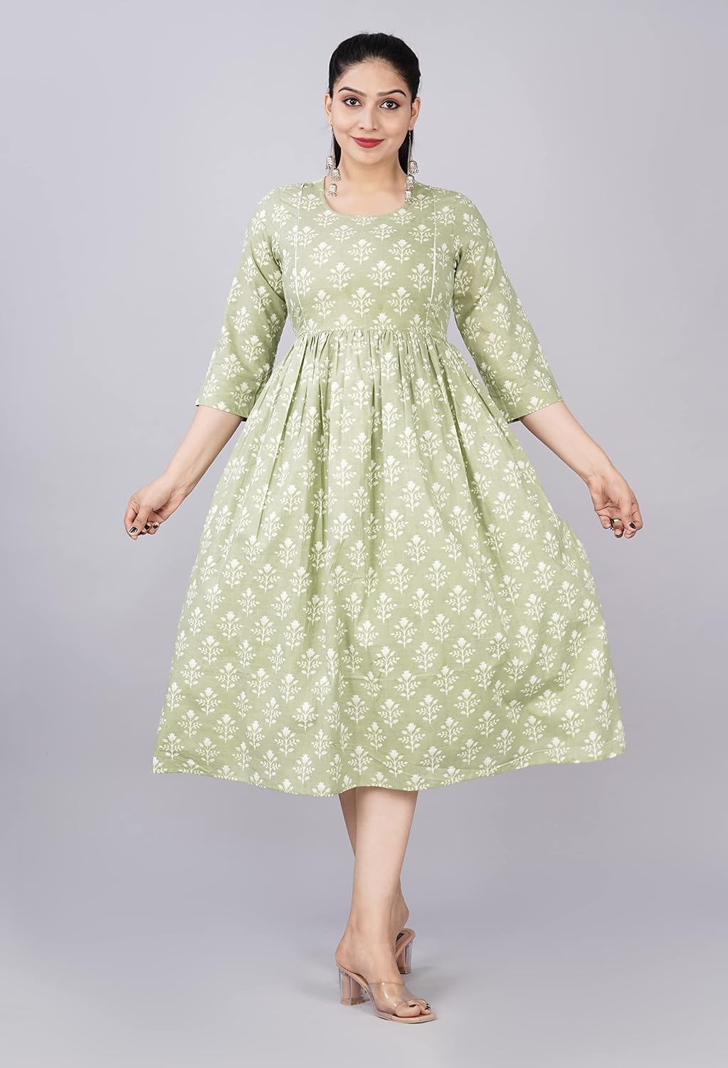 Women's Maternity Dress Kurti for Pregnancy Women with Breastfeeding Dress with Floral Maxi Maternity Dress 3X-Large Cardamom
