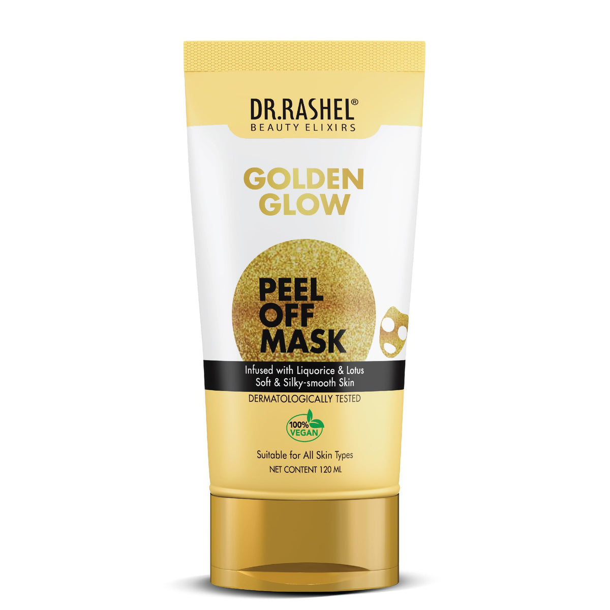 DR.RASHEL Golden Glow Peel Off Mask For Men & Women (120ml) | Fights Pollution & Dirt | Removes Impurities & Acne | Deeply Detoxifies Skin | Pack of 1