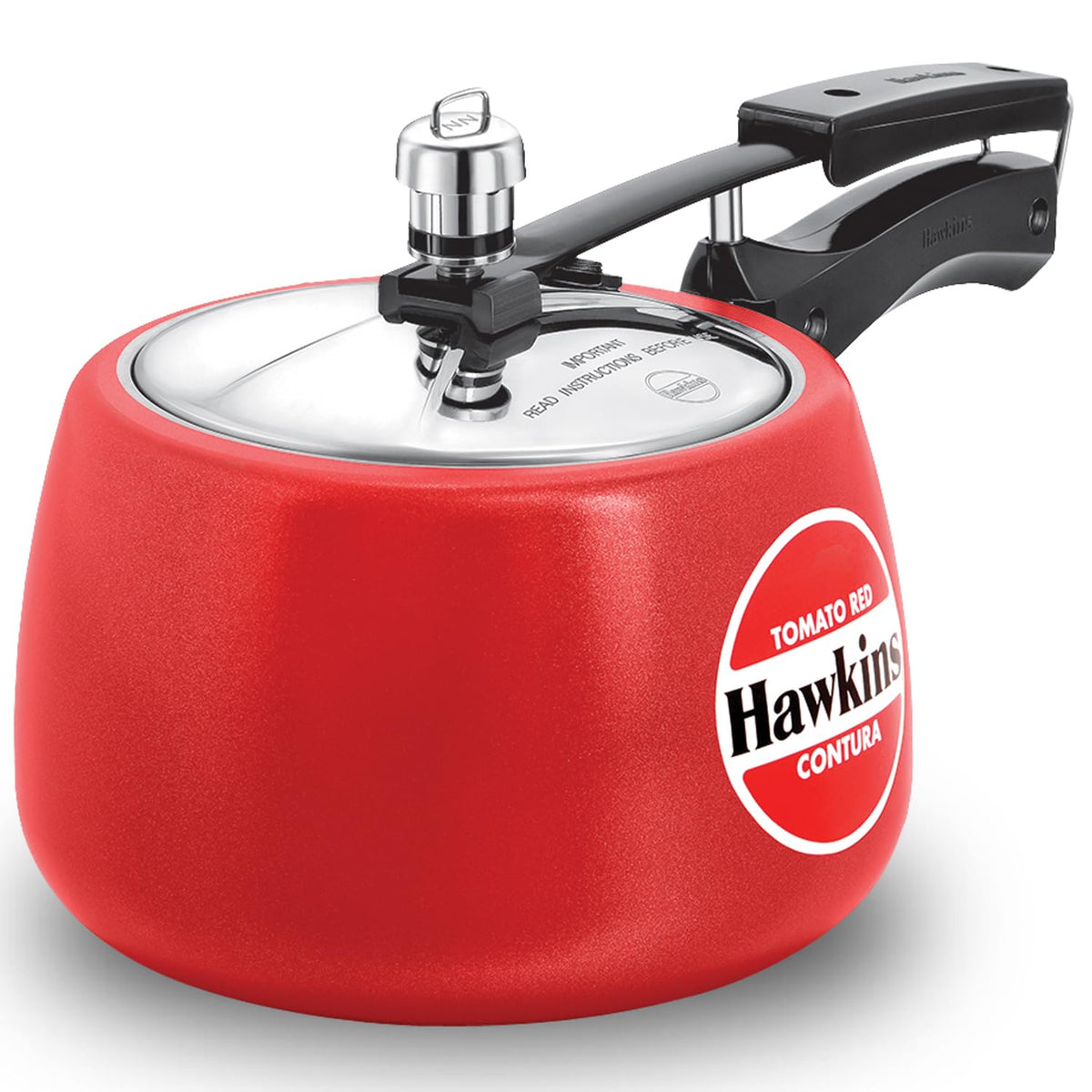 Hawkins 3 Litre Contura Pressure Cooker, Ceramic Coated Handi Inner Lid Cooker, Tomato Red (CTR30) 3 Litres Tomato Red