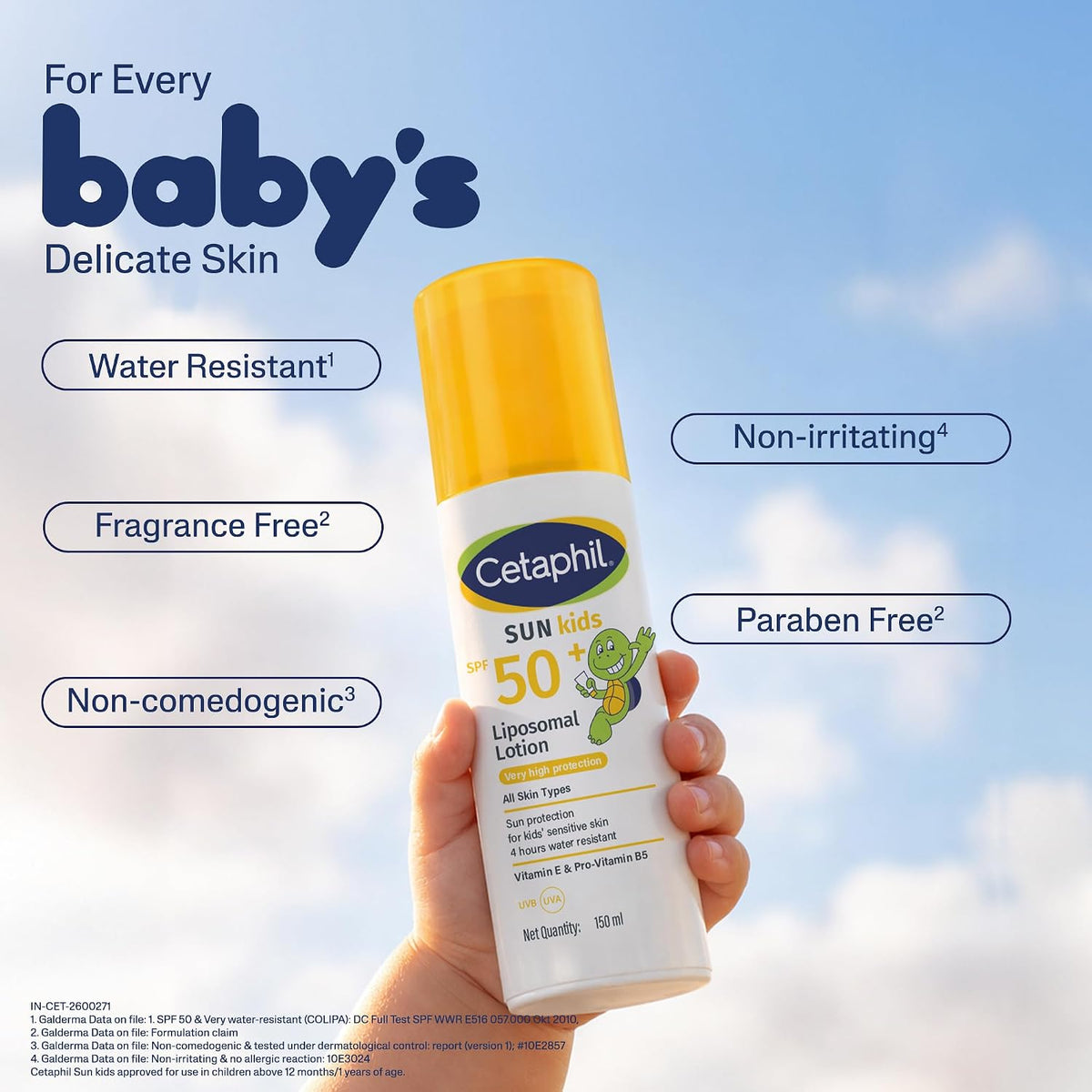 Cetaphil Sun Kids Liposomal Lotion SPF 50+ 150 ml– Very High Protection Broad-Spectrum UVA/UVB Sunscreen for Kids - Water-Resistant, Hypoallergenic & Fragrance-