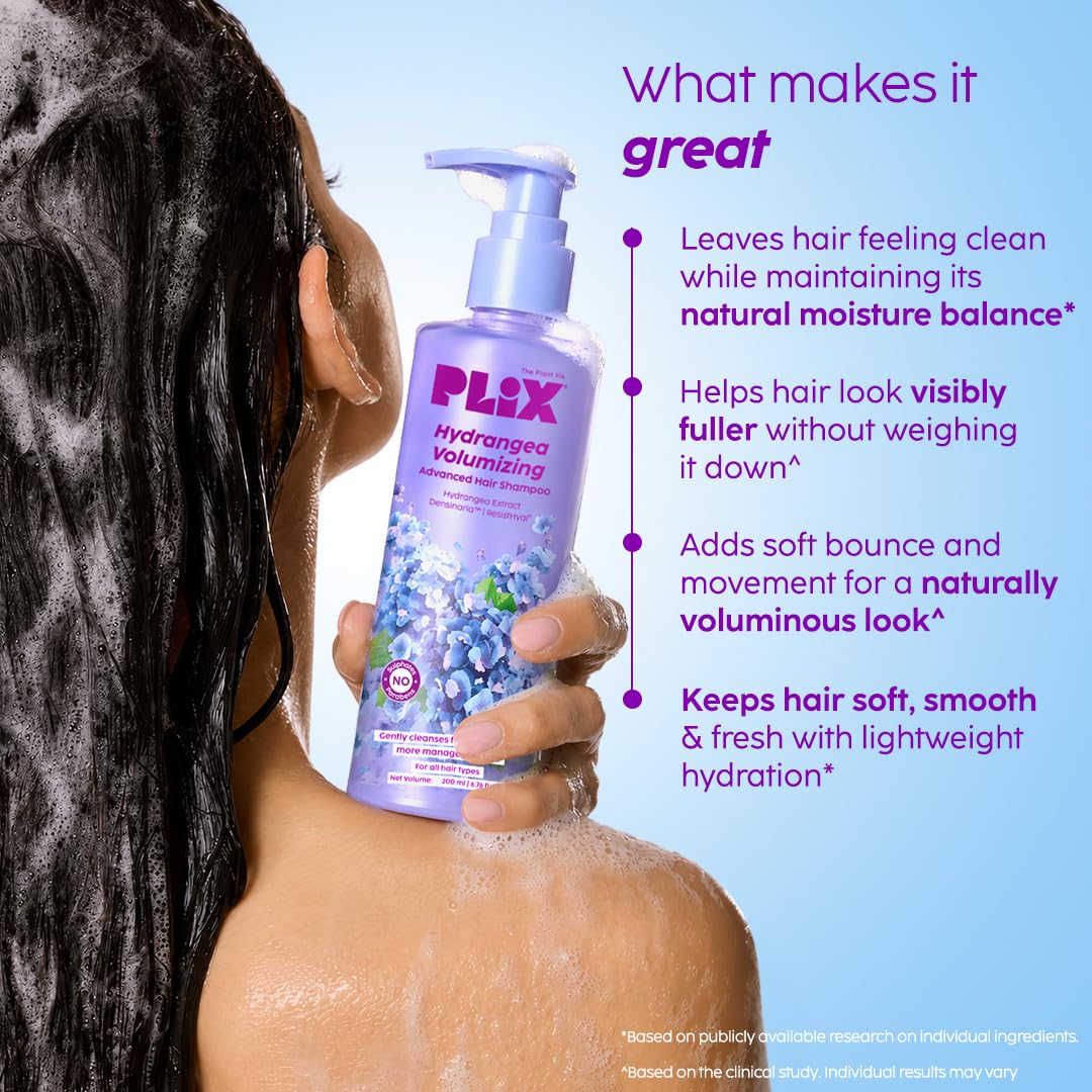 PLIX Hydrangea Volumizing Advanced Hair Shampoo 200ml | Fuller-Looking Volume