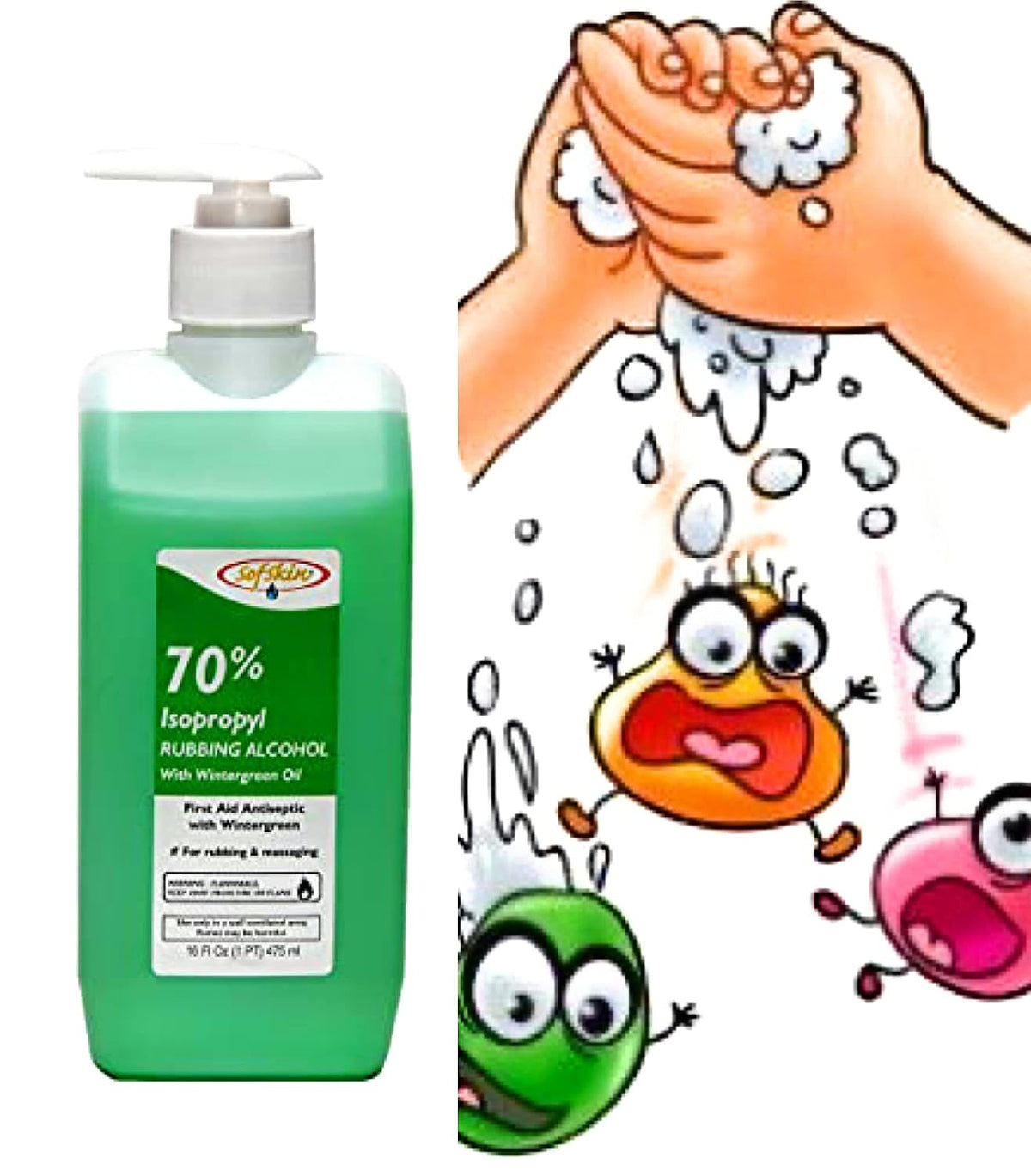 (American Brand) 475 ml Sanitizer 70% Iso Propyl Alcohol with Wintergreen Oil and spray jet. Also Good for cleaning Laptop, Mobile, Window Pans, Washing Baby Cl