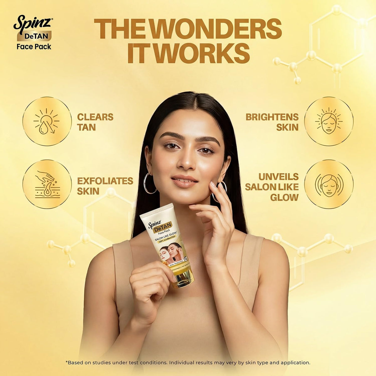 Spinz DeTan Face Pack|Besan Honey & Kojic Acid|100g