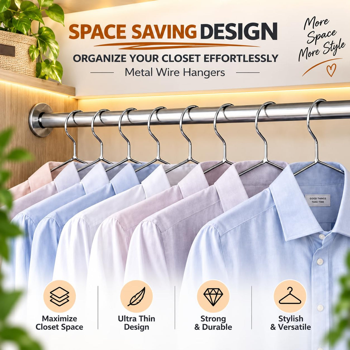 PulGos 𝟏𝟐 𝐏𝐜𝐬 Metal Cloth Hanger |Rust Free - 𝐔𝐥𝐭𝐫𝐚 𝐓𝐡𝐢𝐧 Hangers for Wardrobe & Closet Organizer Hangers for clothes |Space Saving |Non Slip Grip