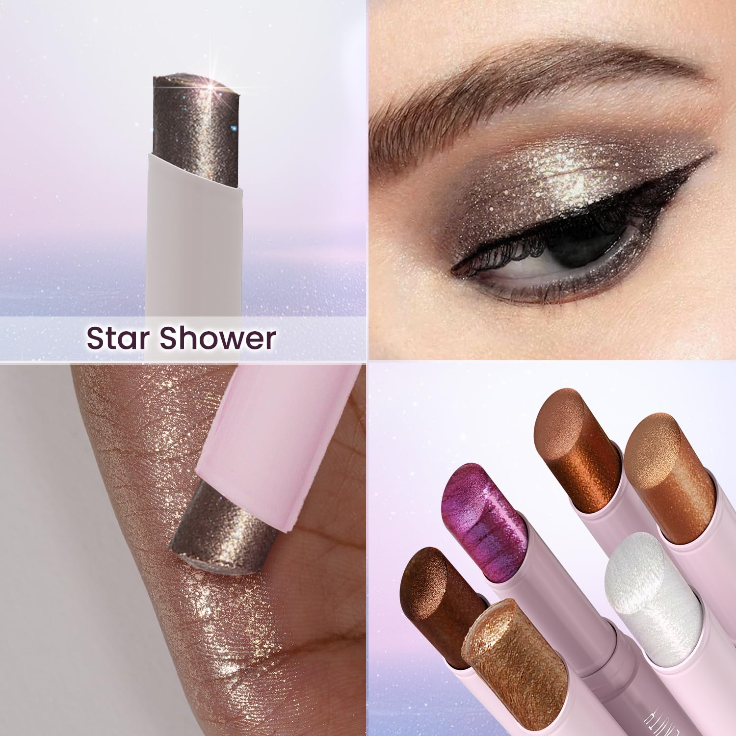Swiss Beauty Jelly Verse Eyeshadow Glow Stick | Rich Colour Payoff | Crease-Proof | Sparkling Shine | 6 Stellar Shades | Shade- 2. Bronzed Eclipse, 3g