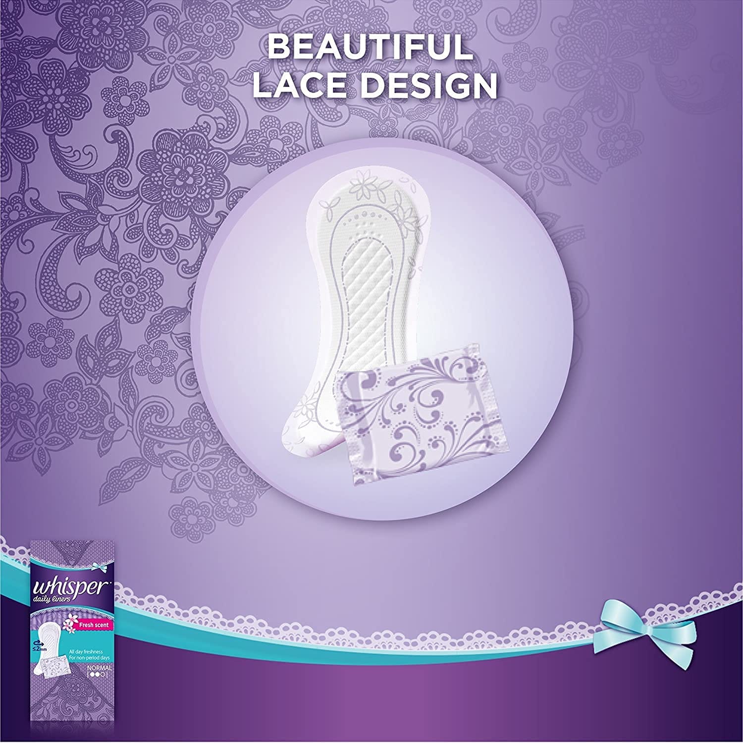 Whisper - Clean and Fresh Daily Liners 20 Count Sanitary pads for women (Pack of 1)