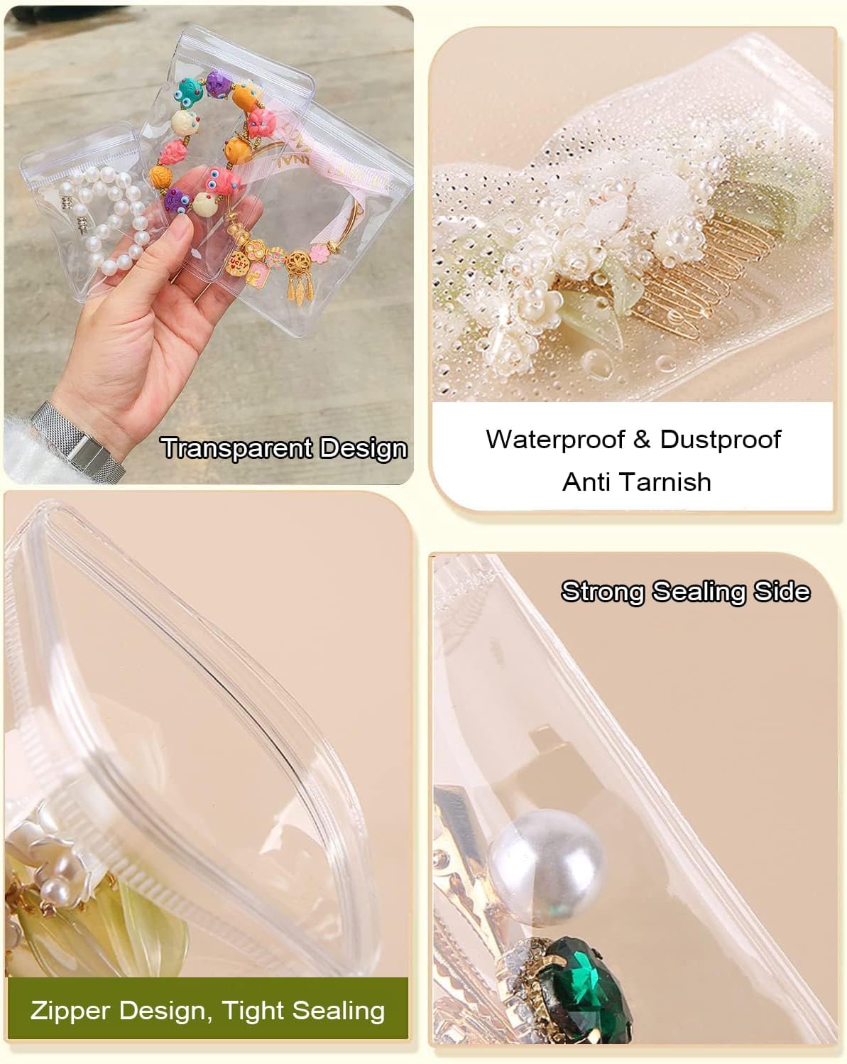 Nibbler 21 Pcs (3 Sizes) Jewellery Organiser Storage Pouches Clear Zip Lock Cover for Rings, Earrings, Necklace, Transparent, Polyvinyl Chloride PVC (21 Mix)