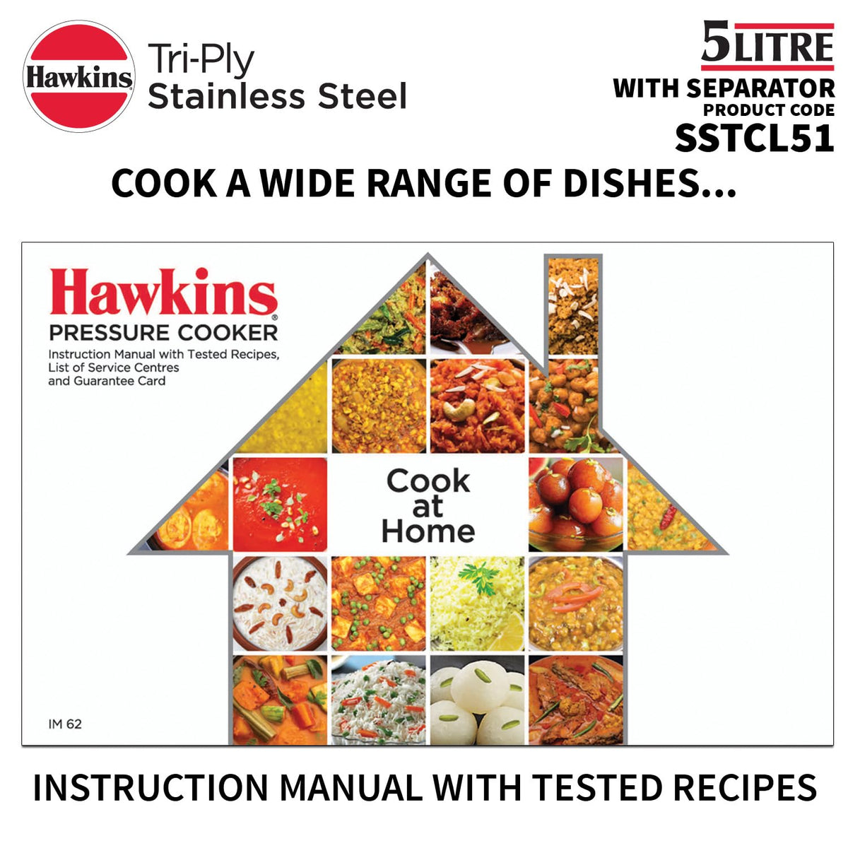 Hawkins 3 Litre Tri-Ply Pressure Cooker cum Pan, Triply Stainless Steel Inner Lid Cooker, Pan, Silver (SSTPP3) 3 Litres