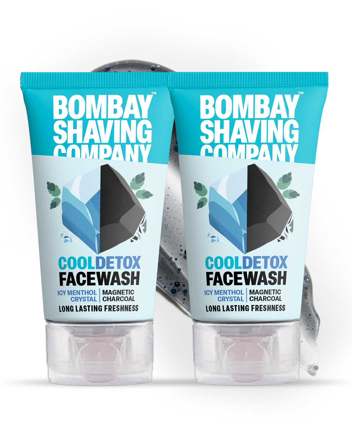 Bombay Shaving Company Cool Detox Face Wash Combo 2 x 100g | Charcoal Deep Clean & Menthol Cooling | Removes Dirt, Oil & Pollution | Long-Lasting Freshness | Va