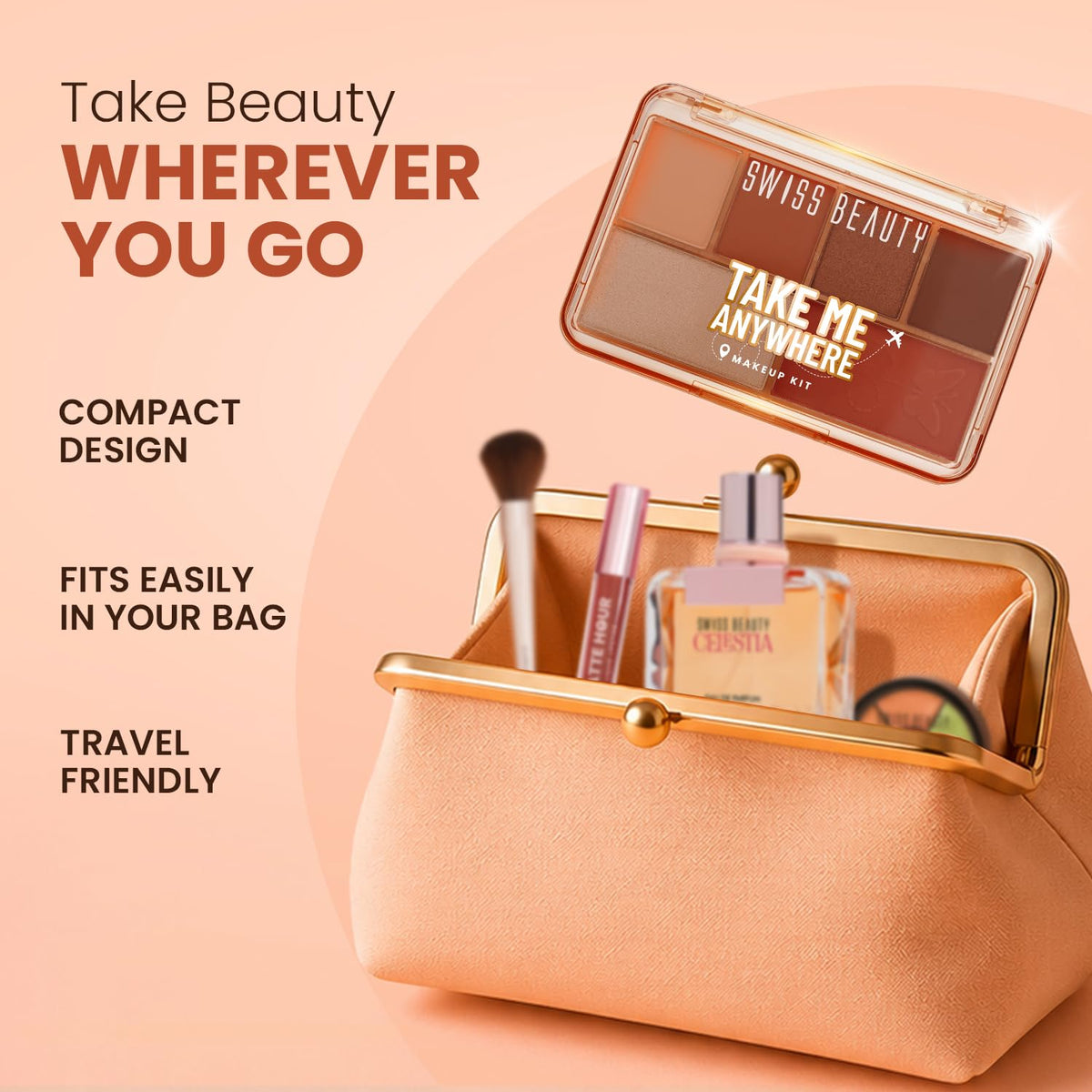 Swiss Beauty Take Me Anywhere Makeup Kit | Multi-Use Palette | Compact & Travel-Friendly | Highly Pigmented | Ultra-Blendable
