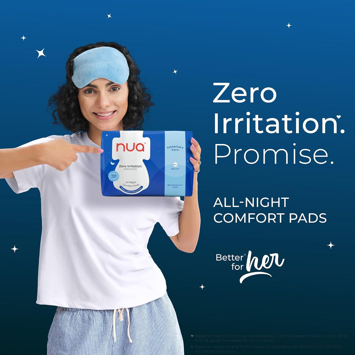 Nua All Night Comfort Sanitary Pads | Pack of 30 (XL++ 320mm) | Twin Layer Protection | 50% Wider Back and Anti Stain Wings | Upto 10 hours of Absorption | Supe