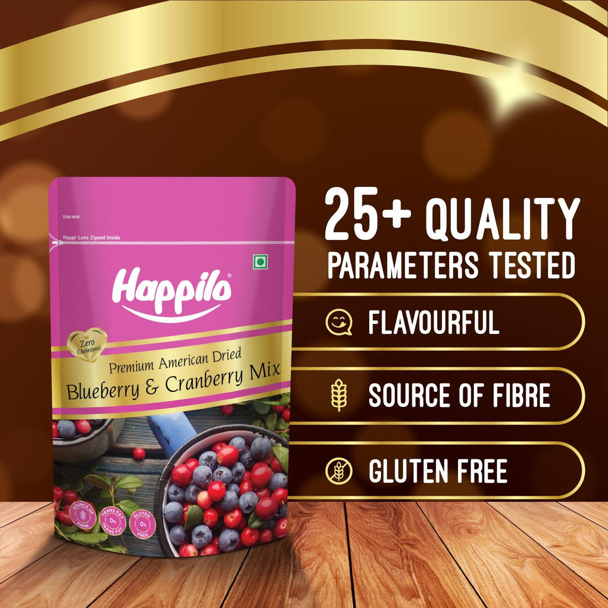 Happilo Premium Dried Blueberry Cranberry Duet 200 grams Pack | Healthy Snacks, Dry fruits|Dried Cranberries & Blueberries Mix | Natural Real Dried Berries | Lo