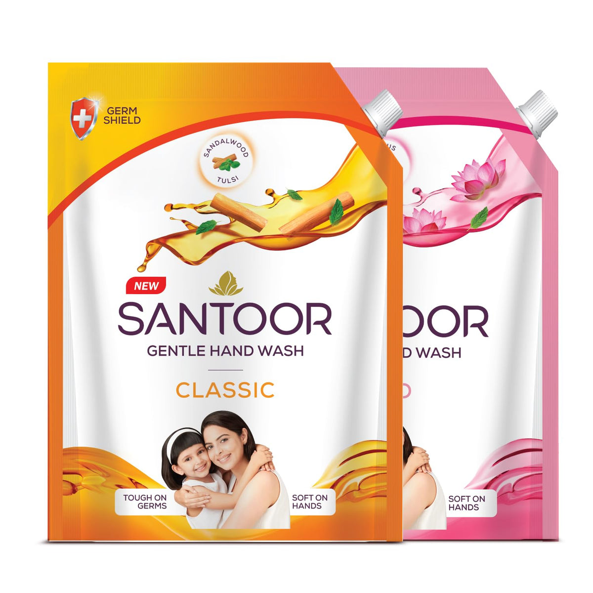 Santoor Mild Gentle Hand Wash 1200ml with Goodness of Lotus & Tulsi| Rich Lathering Formula with Anti-Bacterial Properties| Soft on Hands| Soothes & Hydrates Sk