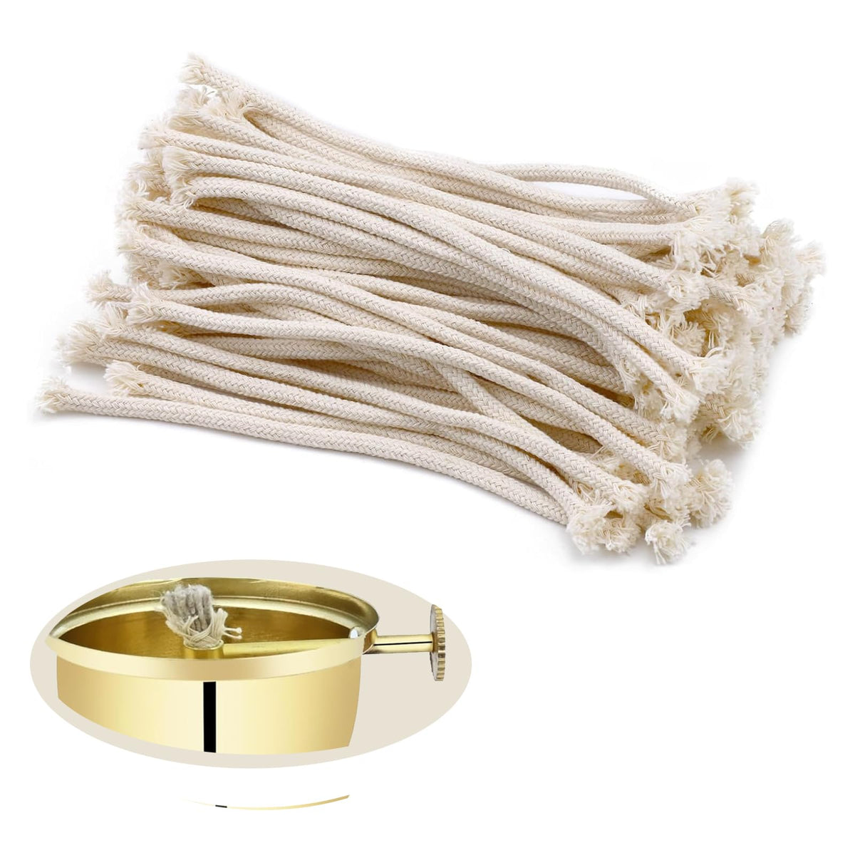 Akhand Jyot Diya Wicks by Homestia| Cotton Diya Batti Wicks for Akhand Deep | Deepak Batti for Oil Lamp | 15.5 cm for Deep No. 4 to No. 6 (150ml to 500ml Capaci