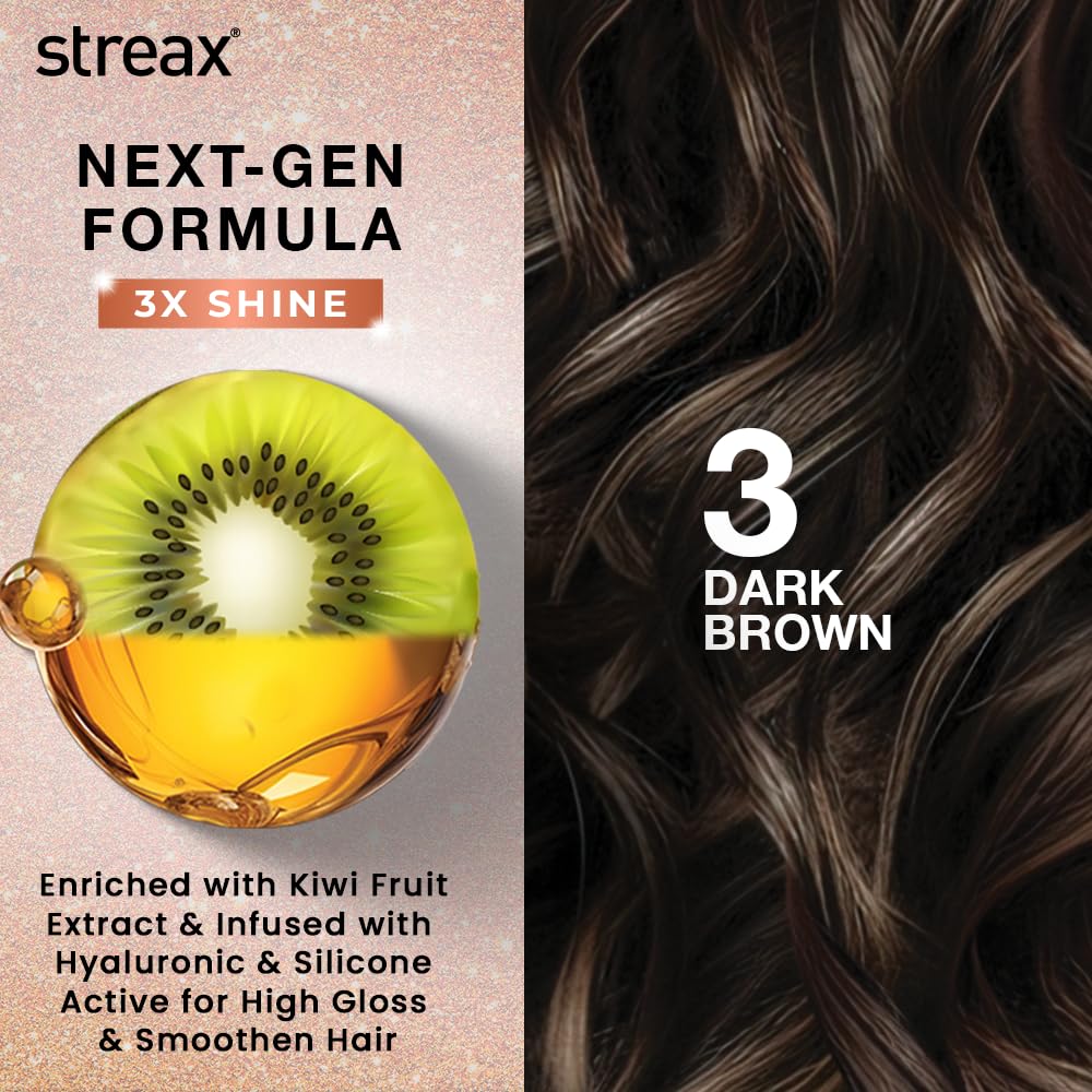 Streax Hair Serum 115 ml with Walnut for Frizzy & Dry Hair and Streax Gel Hair Colour Dark Brown 150 ml