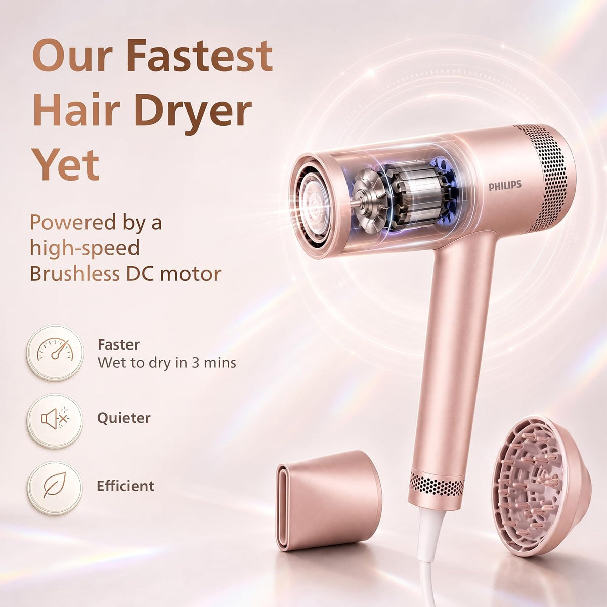 Philips Hydrating Hair Dryer | Water ions maintain 100% Hair strength | Mositure Rich Shine & Frizz Reduction | ThermoShield Sensors for customized drying | Pow