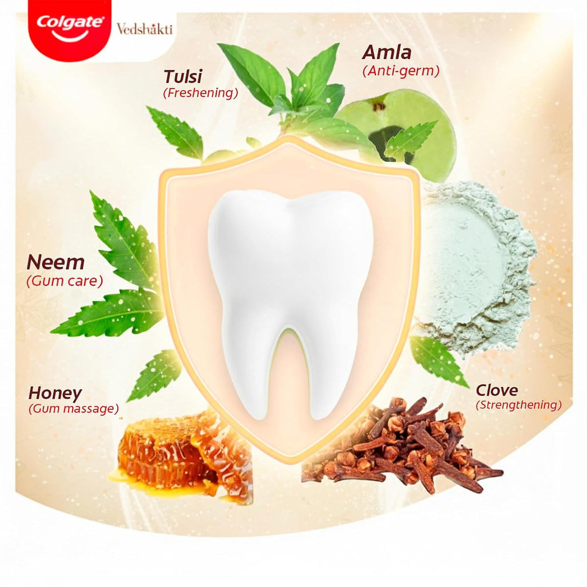Colgate Swarna Vedshakti Ayurvedic Oral Care Toothpaste with anti-germ properties for whole mouth protection - 200gm