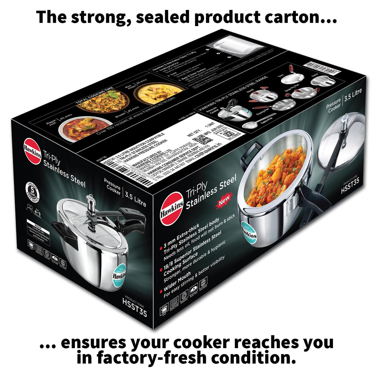 Hawkins 1.5 Litre Triply Stainless Steel Pressure Cooker, Inner Lid Induction Baby Cooker, Silver (HSST15) 1.5 Litres