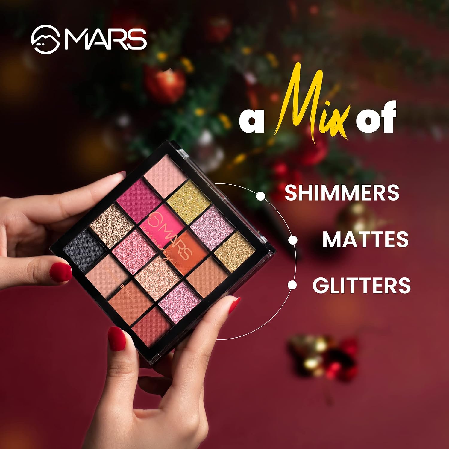 MARS Highly Pigmented Mesmereyes Smoky Eyes, 16-Color Eyeshadow Palette | Multicolor | Matte Finish | Shimmery Eye Shadow Palette (20.8 G) (01-Multicolor)