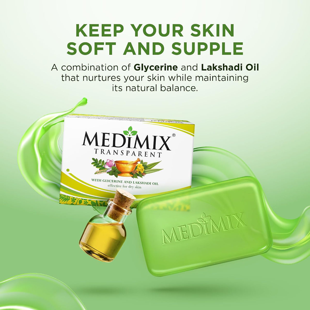 Medimix Transparent Ayurvedic Traditionally Made Bathing Bar Soap 125g (Pack of 4) | Infused with Glycerine and Lakshadi Oil | Effective for Dry Skin 125 g (Pac