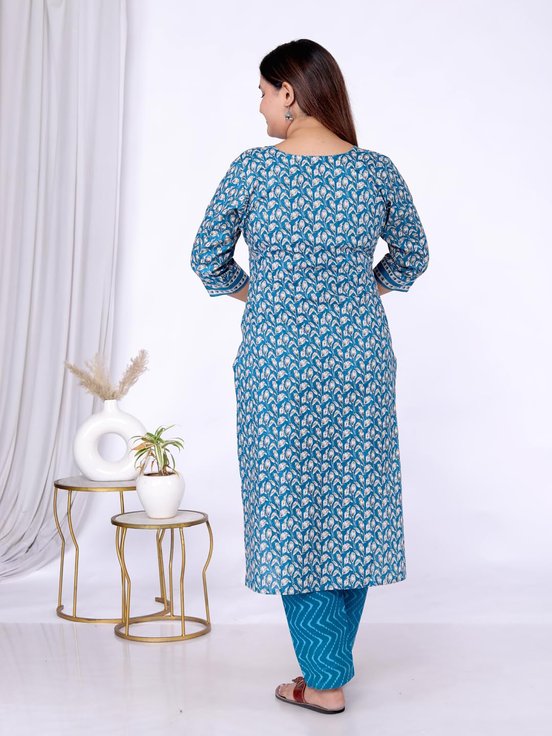 Miraan Cotton Printed Readymade Salwar Suit For Women (MIRAANRV7413_Blue) 6XL
